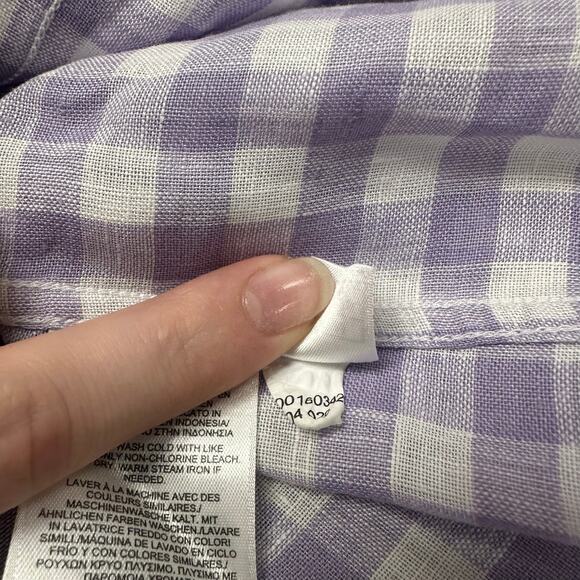 Brooks Brothers Purple White Gingham Mens M Regent Fit Linen Button Up Shirt EUC - Picture 5 of 8